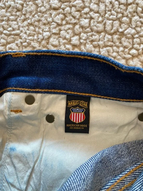 Brave Star Slim Straight Men's Dark Blue Denim Jeans - Picture 10 of 16